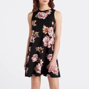 Floral Sleeveless Black Dress | Size M